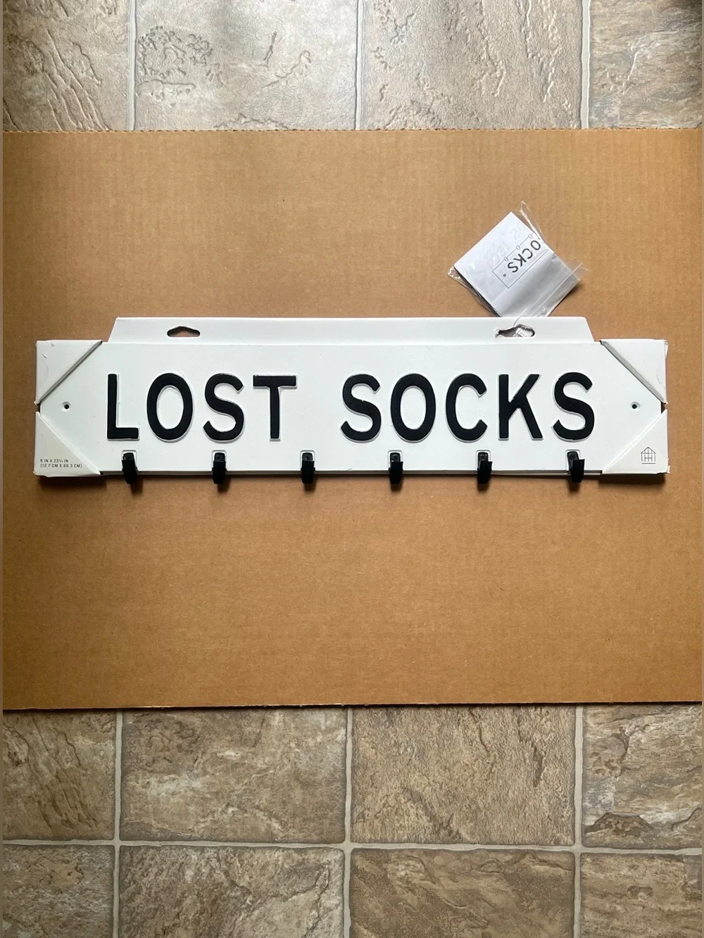 NEW Hearth & Hand Lost Socks Sign,  Metal Laundry Room Organizer with Hooks